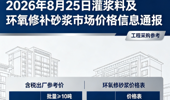 龙滚镇2026年8月25日灌浆料及环氧修补砂浆市场价格信息通报